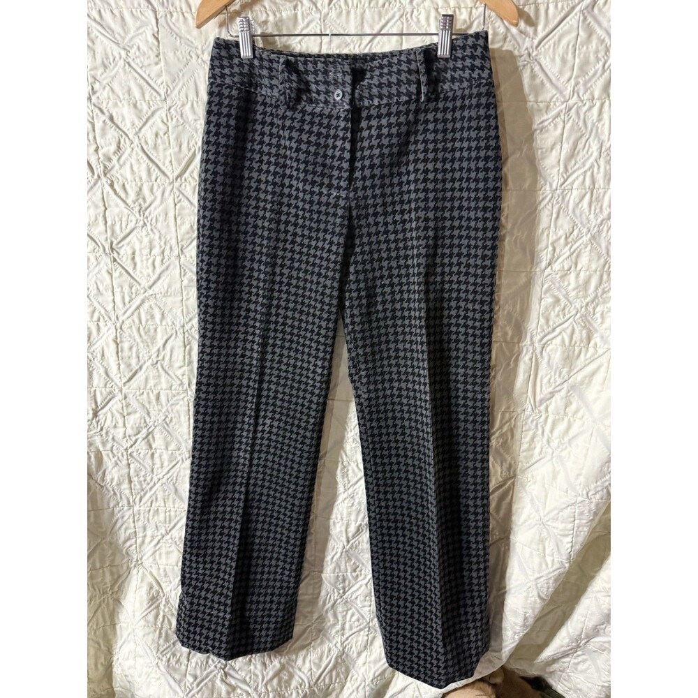Vintage Harold's Women's Black Gray Houndstooth Corduroy Slim Mid Rise Pants 28"